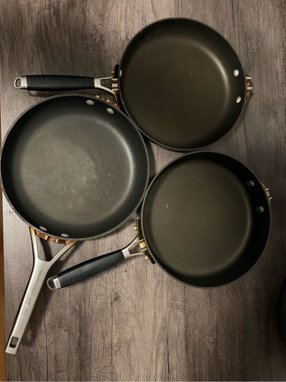 Calphalon Black Nonstick Frying Pan Set with Silver Handles